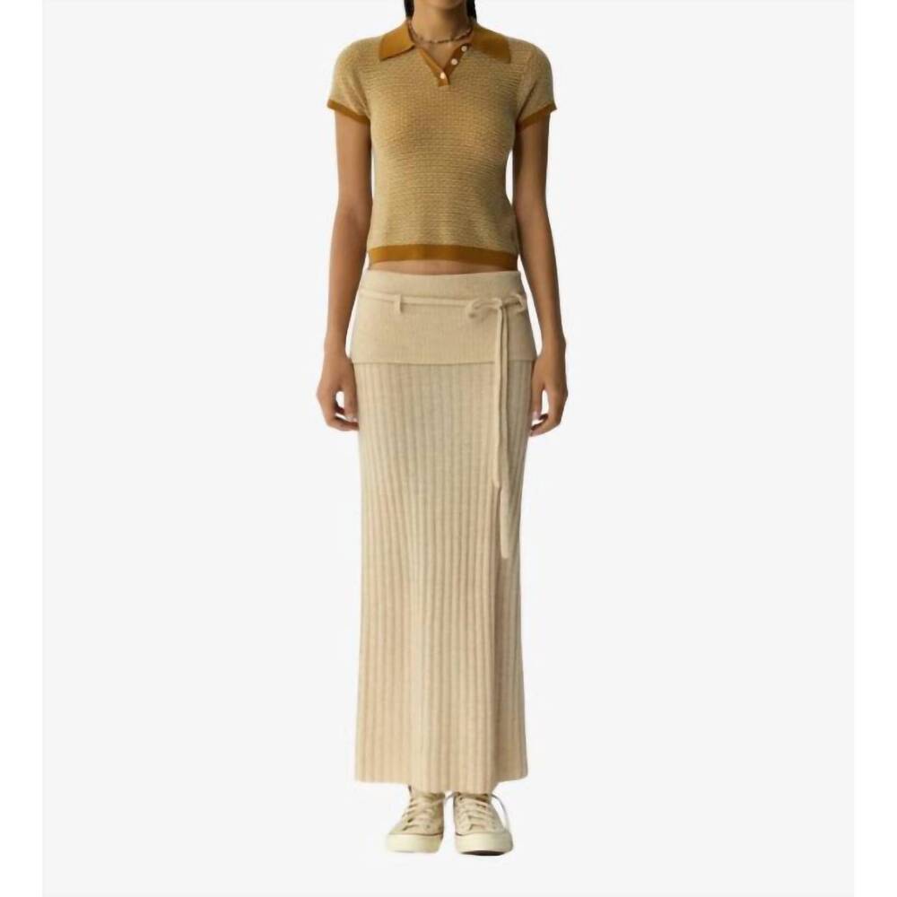 NEW GUEST IN RESIDENCE pique shunken polo top in suede combo